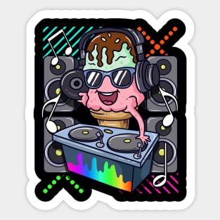 Ice Cream Cone DJ Dance Music Electronic Hip Hop Sticker